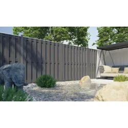 WPC Zaun Husum 90 x 180 auf 90 cm – WPC Sichtschutzzaun, Anthrazit – abgeschräkter Sichtschutz – Zaunelemente für Garten & Terrasse