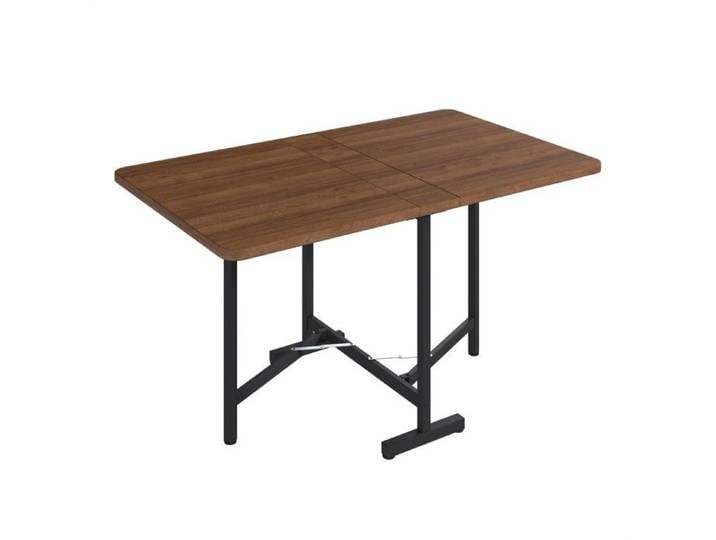 Table De Salle À Manger Extensible Finition Noyer 120x80x75cm Pliable Facile À Ranger Structure Alliage Style Minimaliste Moderne