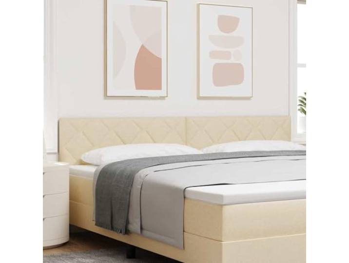 Modernes Bett-Kopfteil, 200 cm, cremefarben Weicher Stoff, Holz aus Holz und massiver Kiefer, verstellbare Position, pflegeleicht