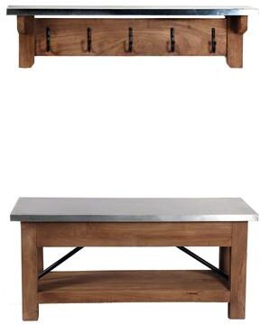 Rio Carbon Loft Blitz 40-inch Wood and Zinc Metal Bench with Shelf Coat Hook Set