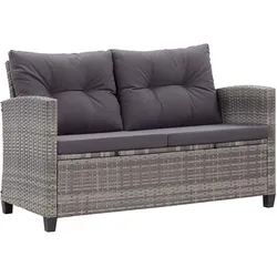 vidaXL 2-Sitzer-Gartensofa mit Kissen Grau 124 cm Poly Rattan