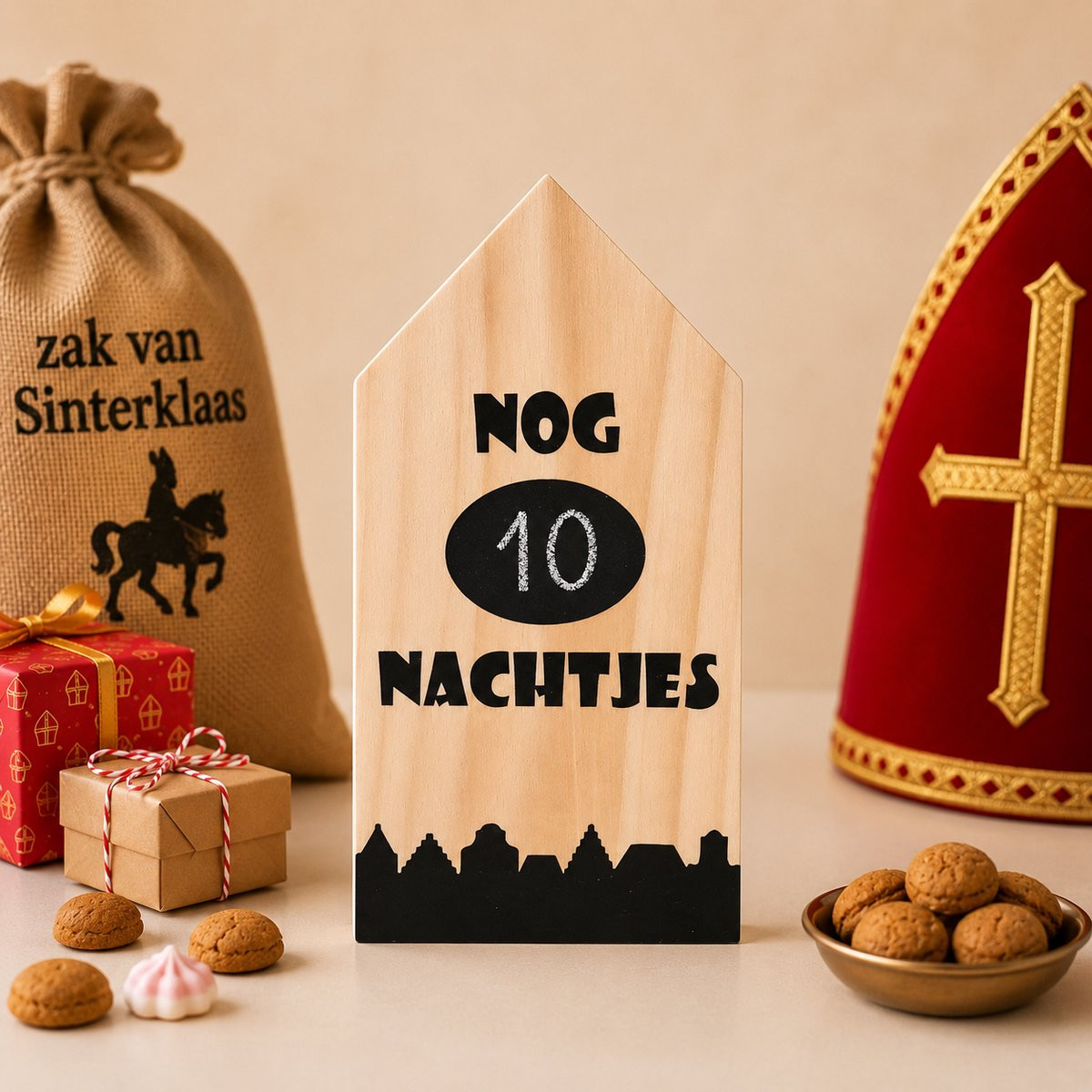 Troubadot Houten Sinterklaas Aftelkalender Nog Nachtjes Maat L