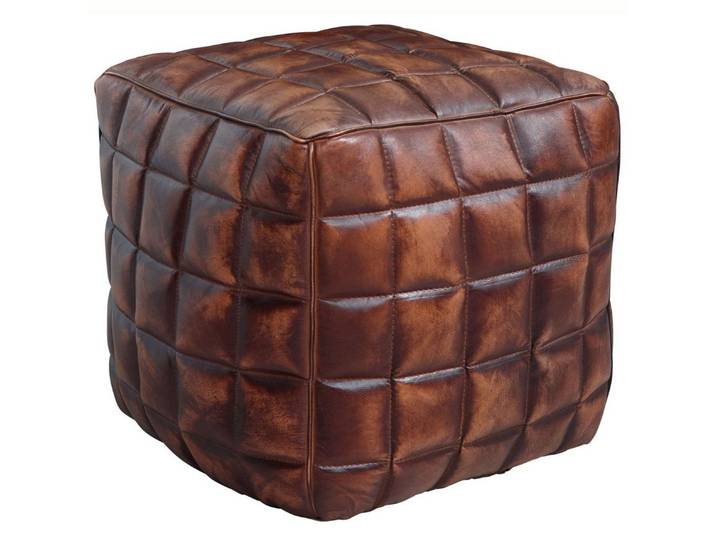 moebelfaktor Polsterhocker Borgarnes, Echtleder, Sitzhöhe 39 cm, gepolstert, braun, Sitzhocker