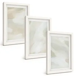 BILDER SET 3er Set - 20x30 cm Weißer Rahmen - Leuchtende Farben, abstrakter Boho-Stil