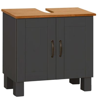 Waschbeckenunterschrank HOME AFFAIRE "Rodby", schwarz (anthrazit, honig), B:60cm H:55cm T:30cm, Massivholz, Schränke, Waschbeckenunterschrank, FSC-zertifiziertes Massivholz, Griffe Metall, Breite 60cm, Höhe 55cm