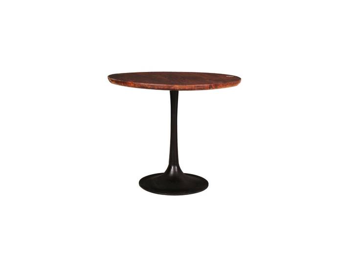 Mid.you Beistelltisch, Braun, Schwarz, Holz, Metall, Mangoholz, massiv, rund, Sockel, 60x50x60 cm, Wohnzimmer, Wohnzimmertische, Beistelltische, Beistelltische Metall