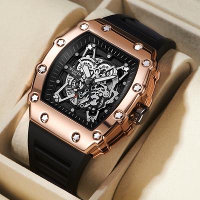 ModernMart Large Dial Square Sports Watch For Men Waterproof Quartz Luminous Wristwatch gold