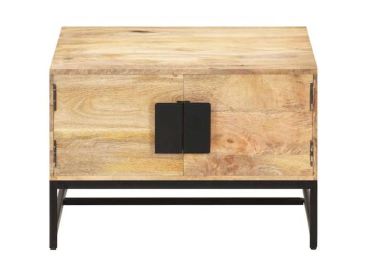 HKLGBVCR Couchtisch aus massivem Mangoholz, 67 x 67 x 45 cm, mit Aufbewahrung