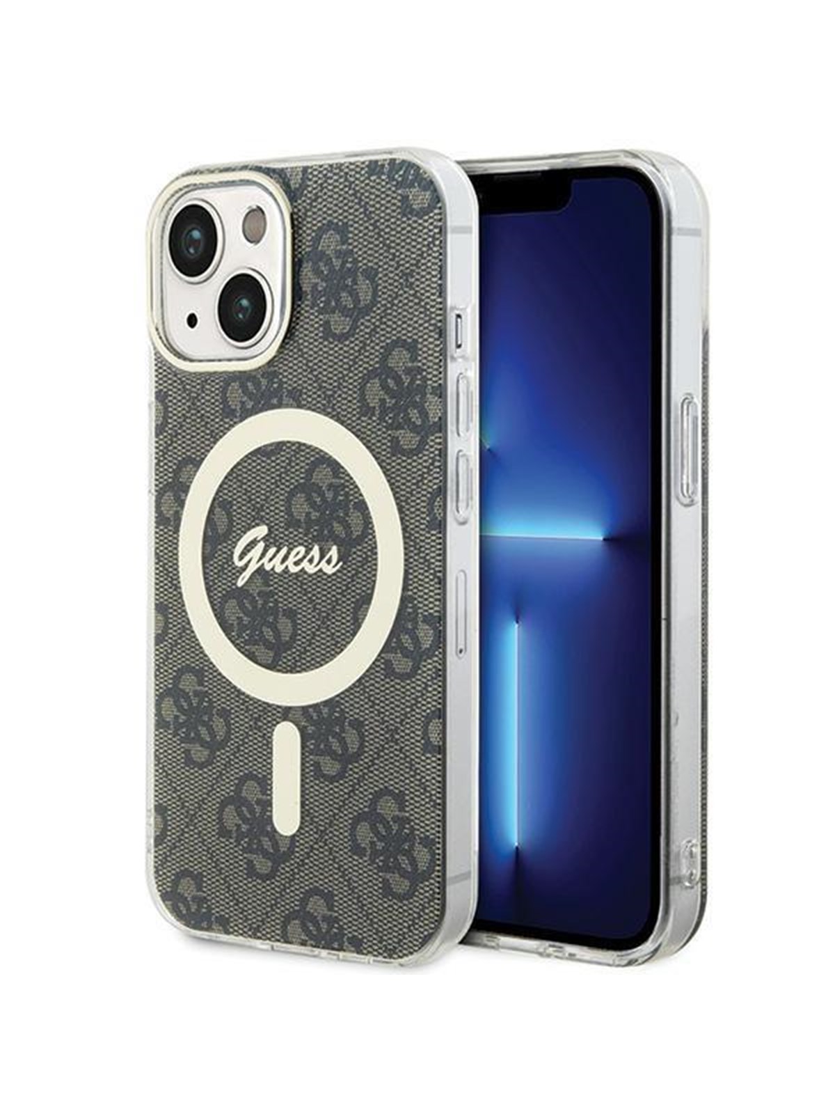 GUESS IML 4G MagSafe iPhone 15 Plus Case - Brown