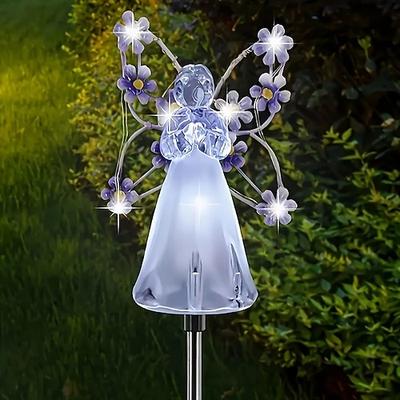 1/2 Stück Solar-Engellichter, Gartenpfahllicht, LED-Engel, Solar-Landschaftsrasenlicht für Friedhof, Grab, Gedenkgeschenk, Weihnachten, Rasen, Hof, Gehweg, Landschaftsdekoration