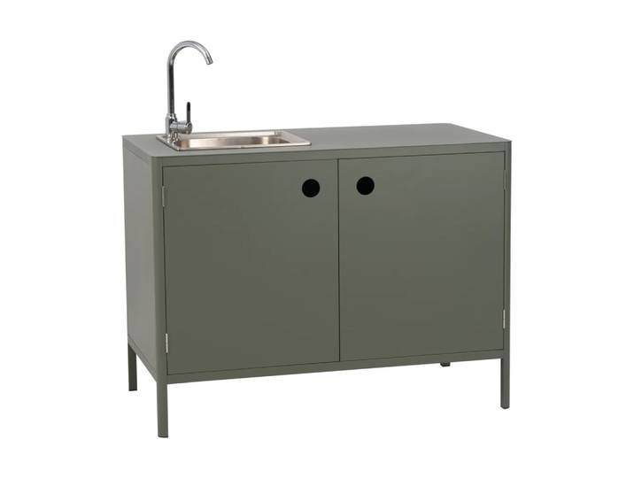 Brafab Meuble bas d’extérieur Kelia avec évier Nordic green, 121x90x64