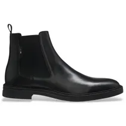 BOSS für Herren. 50552527 Chelsea-Boots aus Leder Calev schwarz (45), Schnürsenkel, Klassisch