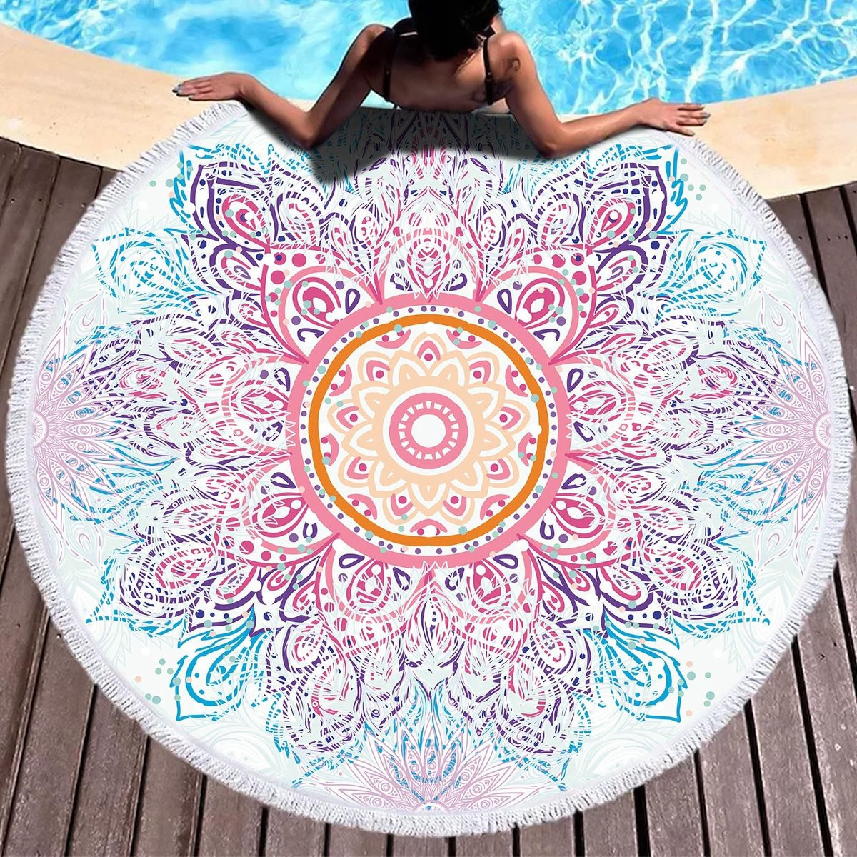 Omgoods Mandala Microfiber Strandlaken - XXL Rond Yoga Mat