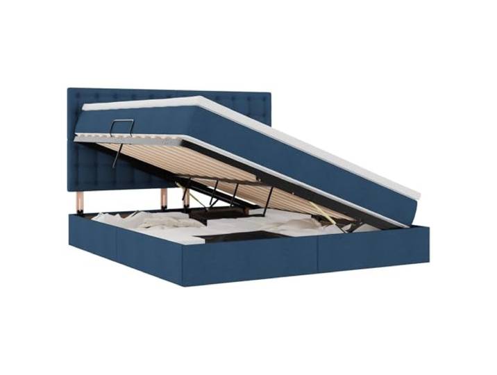 KKgypkn Modernes Stauraumbett mit Matratze 180 x 200 cm, LED-Beleuchtung Blau, Metallrahmen und Polyesterbezug, hydraulisches Liftsystem