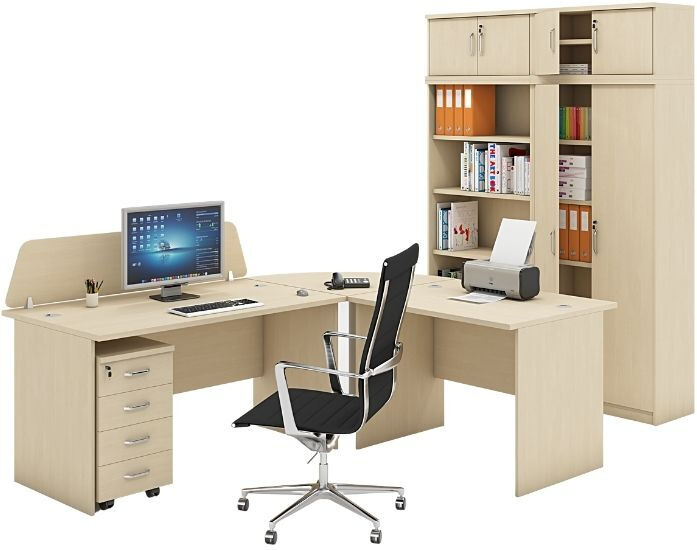 B2B Partner Büromöbelset MIRELLI, Typ A, Aufbau, Birke