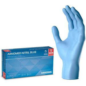 Arnomed Einmalhandschuhe Nitril Blue, blau, 100 Stück, Nitril, chemikalienbeständig, lebensmittelecht, Größe S