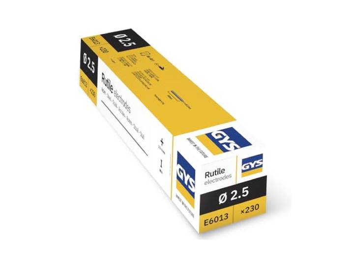 GYS - ELECTRODES Rutiles Acier Ø 2\, 5 E6013 - ETUI de 230 - CONSOMMABLE Soudure MMA - toutes positions - A L'electrode - Amorcage Des 40V
