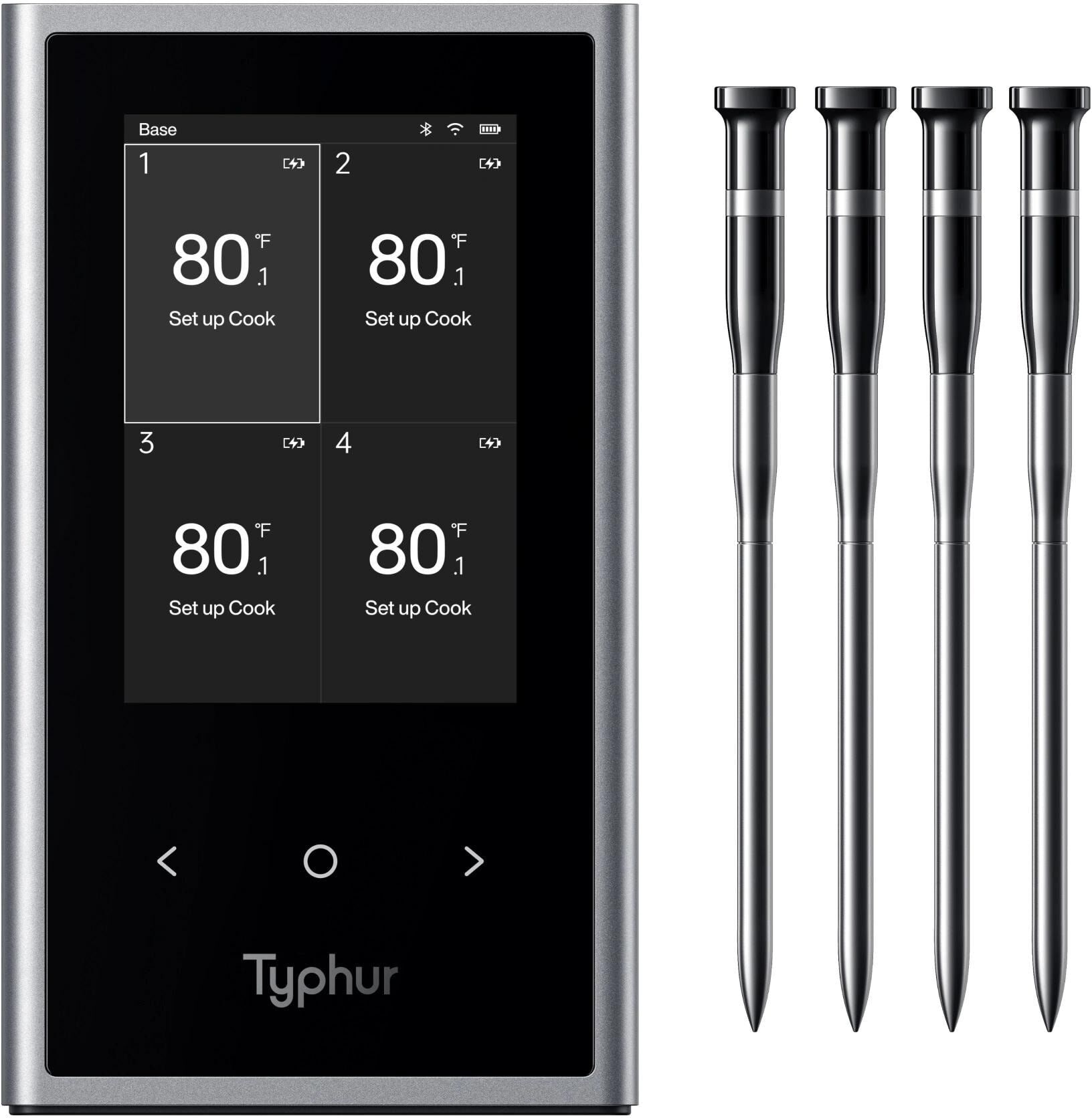 Bratenthermometer "Typhur Sync Quad 4-Probe", silber (bunt), Temperaturmessgeräte, Bratenthermometer bunt Einheitsgröße