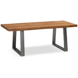KADIMA DESIGN Couchtisch 120x60x46 cm Akazie Massivholz / Metall Baumkante, Design Wohnzimmertisch Rechteckig, Sofatisch Stubentisch Braun, Kaffeetisch mit