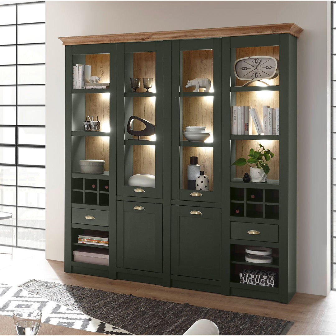 Fernleaf Oxford Display Cabinet Green;Brown 207cm H x 194cm W x 45cm D