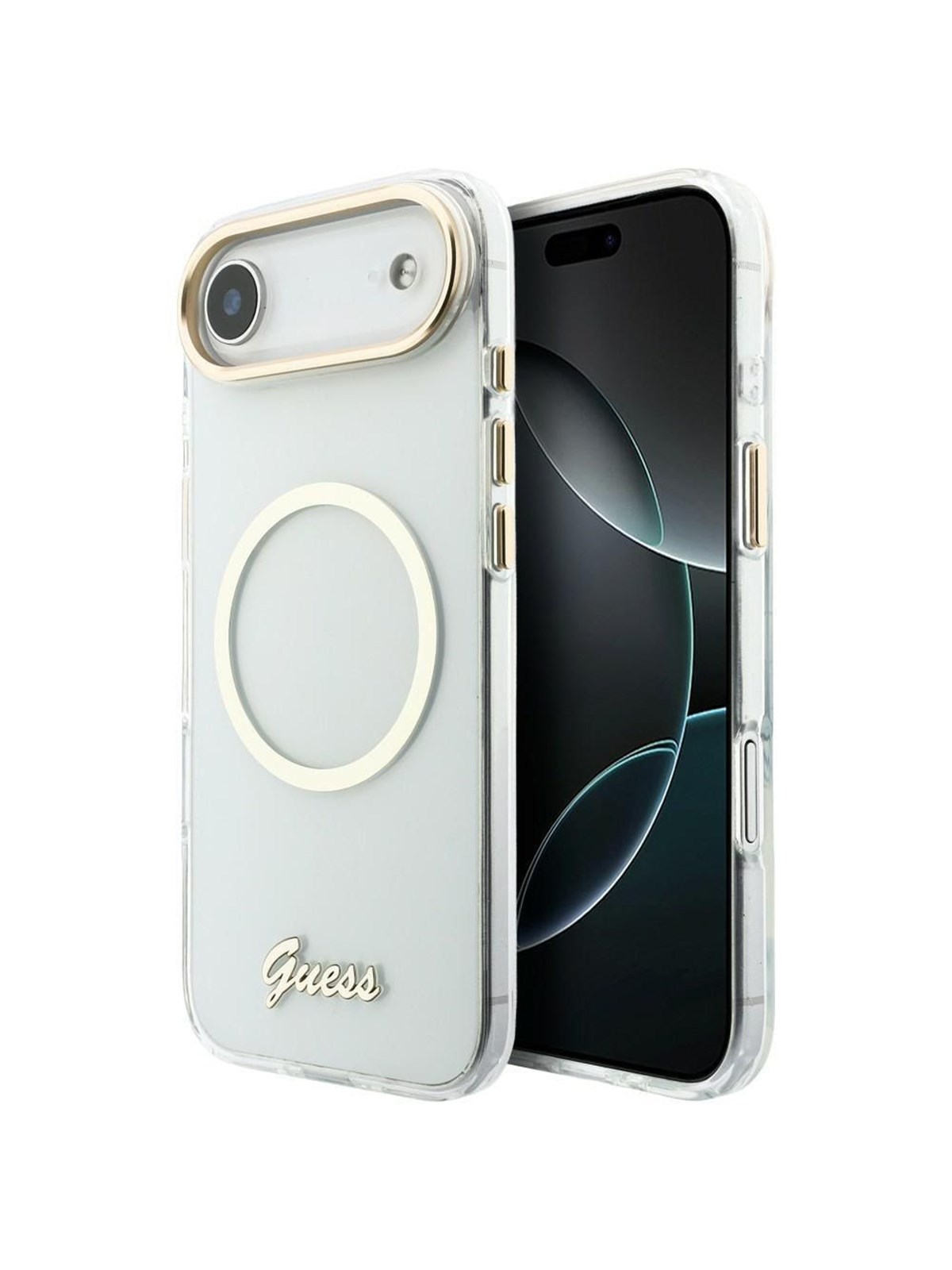 GUESS IML Script Metal MagSafe Case for iPhone Air - Clear