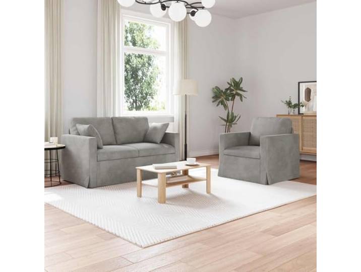 KGHERMDF Modulares Sofa Set 2 STK Hellgrau Samt mit Metallrahmen Schaumstoffkissen, schwarzer Rahmen, modulares Design, Wohnzimmer, Schlafzimmer, pflegeleicht