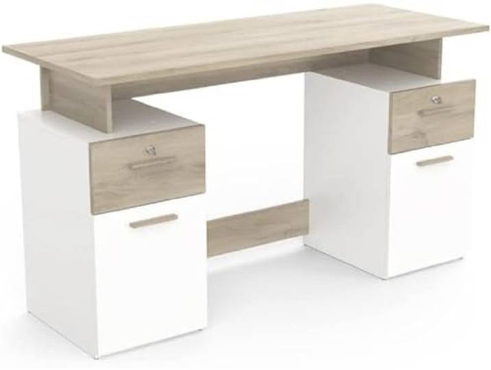 Demeyere PLATON Schreibtisch mit 2 Fächern, 2-polig, Kronberg/Weiß, 1 348x550x764MM