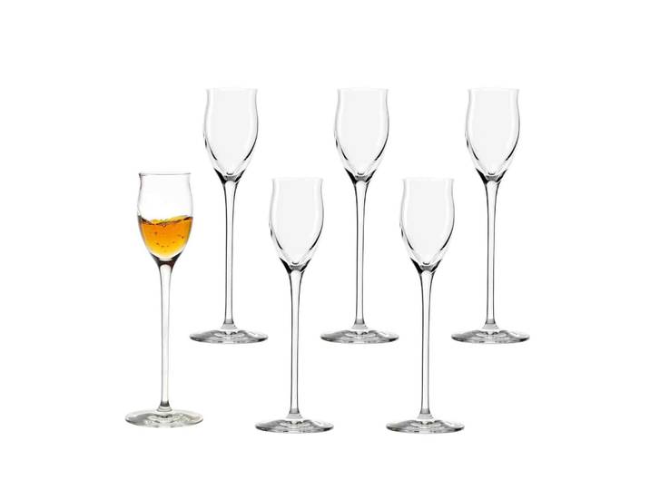 Schnapsglas STÖLZLE Edelbrandgläser Quatrophil 65 ml 6er Set transparent , bunt (transparent), Glas, Trinkgefäße, Schnapsglas