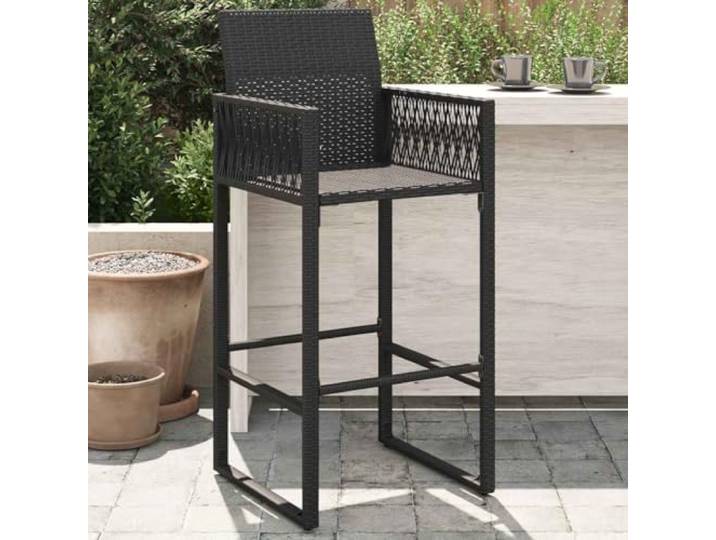 YUTAASU Garten-Barhocker 2 STK. Schwarz Poly Rattan Wetterfest, Pulverbeschichteter Stahlrahmen, Armlehnen, 110 kg Belastbar