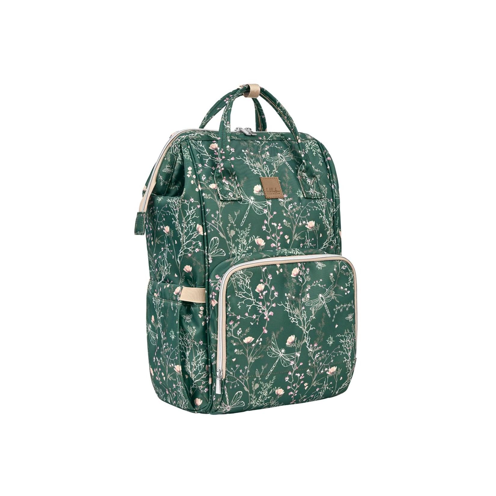 Kikkaboo Wickeltasche Siena, Rucksack, Wickelunterlage, Grifflänge einstellbar grün gemustert