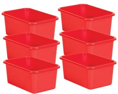 Teacher Created Resources Red Small Plastic Storage Bin, Pack of 6