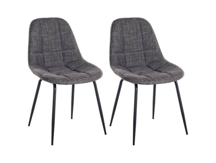 CLP Stuhl 2er Set Stoff Hellgrau, Metall, 46x82x52 cm, Esszimmer, Stuhl