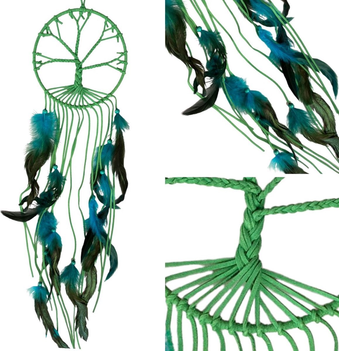 Dromenvanger Tree of Life Green Life van Faux Suede XL - Diameter: 16 cm, Lengte: 70 cm
