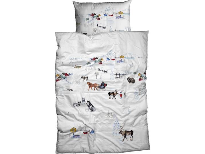 Bettwäsche CASATEX Scanda , weiss (weiß), B/L: 155cm x 220cm, 1 Stk., 1 Stk., Satin, B/L: 80cm x 80cm, 2 Stk., Satin, Obermaterial: 100% Baumwolle, Bettwäsche, Bettwäsche, skandinavisches Design, zauberhaftes winterliches Design