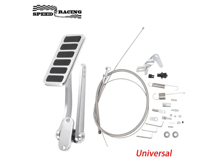 Pédale d'accélérateur universelle polie, kit de câble d'accélérateur tressé de 36 avec manchon de 24 et support de cabine et de cabine en aluminium