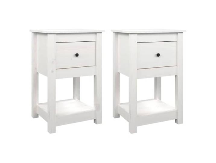 GHVBNMF Nachttisch 2er Set Weiß 40x35x61,5 cm Massivholz Kiefer Kompakter Nachtschrank fürs Schlafzimmer mit praktischem Stauraum und stabiler Ablage für Lampen und Lesestoff.