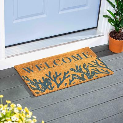 Evergreen Coral Sea Welcome Coir Door Mat