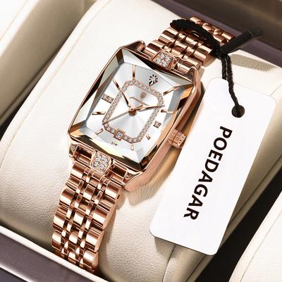 Inspire Daily Merch Premium Elegant Women's Watches Waterproof Ladies Wristwatch Stainless Steel Quartz Luxury Date Watch white