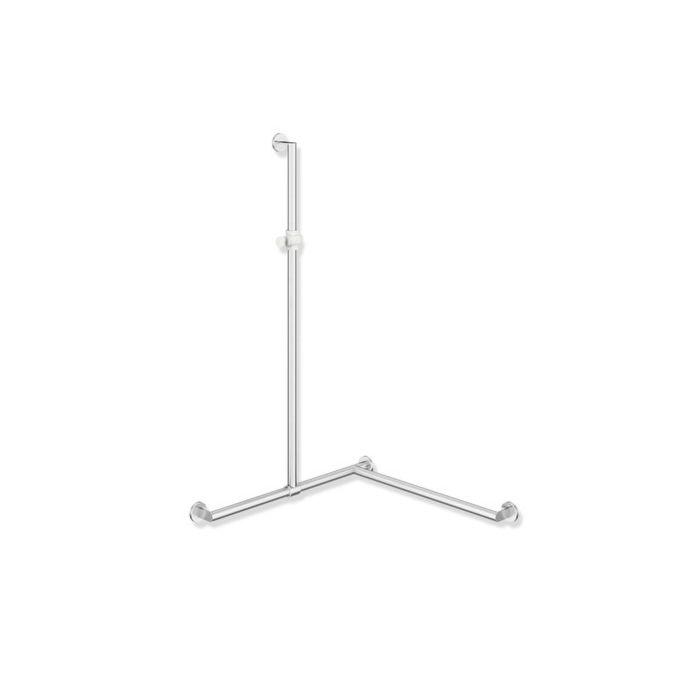 Hewi System 900 Edelstahl-Duschhandlauf 900.35.3S2XA98 600-1250 x 475-1800 x 475-1800 mm, matt, Halter signalweiß, links
