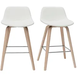 Design-Barhocker weiß mit hellem Holz H 65 cm (2er-Set) NONIE