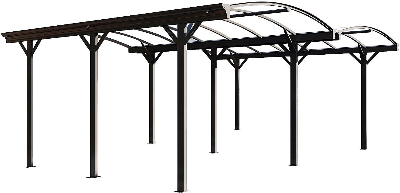 Vente-unique Freistehender überdachter Doppel-Carport - für 2 Fahrzeuge - 30 m² - Aluminium - Anthrazitgrau - BARESA