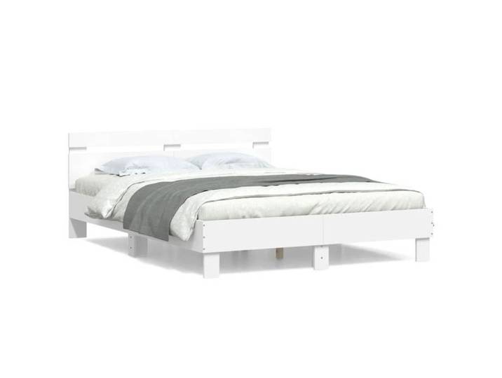 Structure de lit double - Moderne Cadre de lit - sans matelas - blanc 140x190cm@11516787160