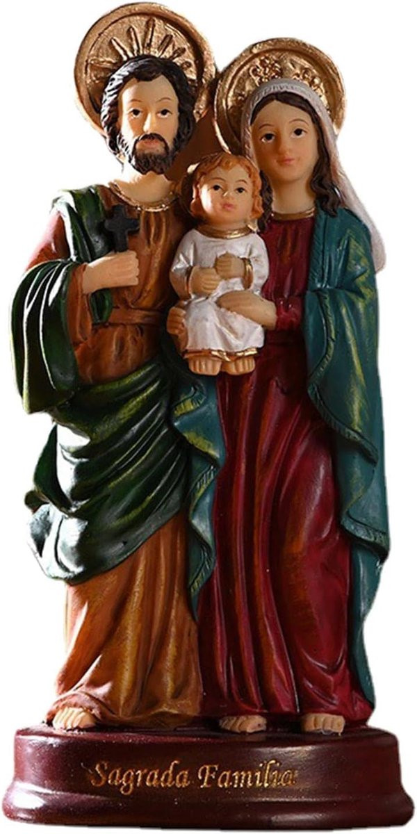 Heilige Familie Beeldje - Religieus Ornament voor Huisdecoratie - Hoogte: 14 cm