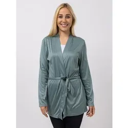 JERYMOOD HOMEWEAR Cardigan, 1/1-Arm Mikrofaser mit Gürtel Strassdetails