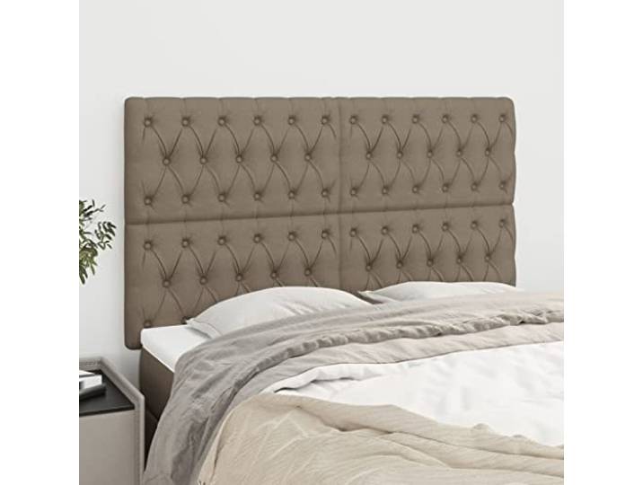KTHLBRH Kopfteil aus 4 Teilen aus Stoff, Taupe, klassisches Design, elegantes Design, höhenverstellbar, Beine aus massivem Lärchenholz, stabile Rückenlehne, bequeme Rückenunterstützung
