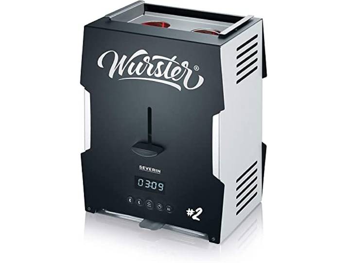 Severin WT 5005 Wurker\, env. 2000 W\, rapide et facile de préparation de deux saucisses rondes marron grills sur simple pression d'un bouton en seulement 5 minutes\, plastique\, noir brossé.