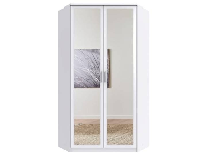 Kleiderschrank Click in Weiß mit Grafit Eckkleiderschrank, mit Spiegel