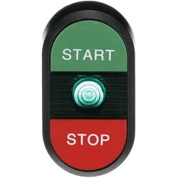 ABB MPD4-11G Doppeldrucktaster, Tasten - oben grün: START - unten flach: rot STOP - Mitte: grün 1SFA611133R1102