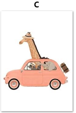 Uplift Picks Safari Animal Wall Art Kids Nursery Canvas Print Cartoon Animal Poster Decor c 40x60 Cm no Framed