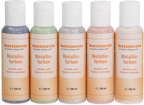 buttinette Metallicfarben "Pastell", 5x 100 ml